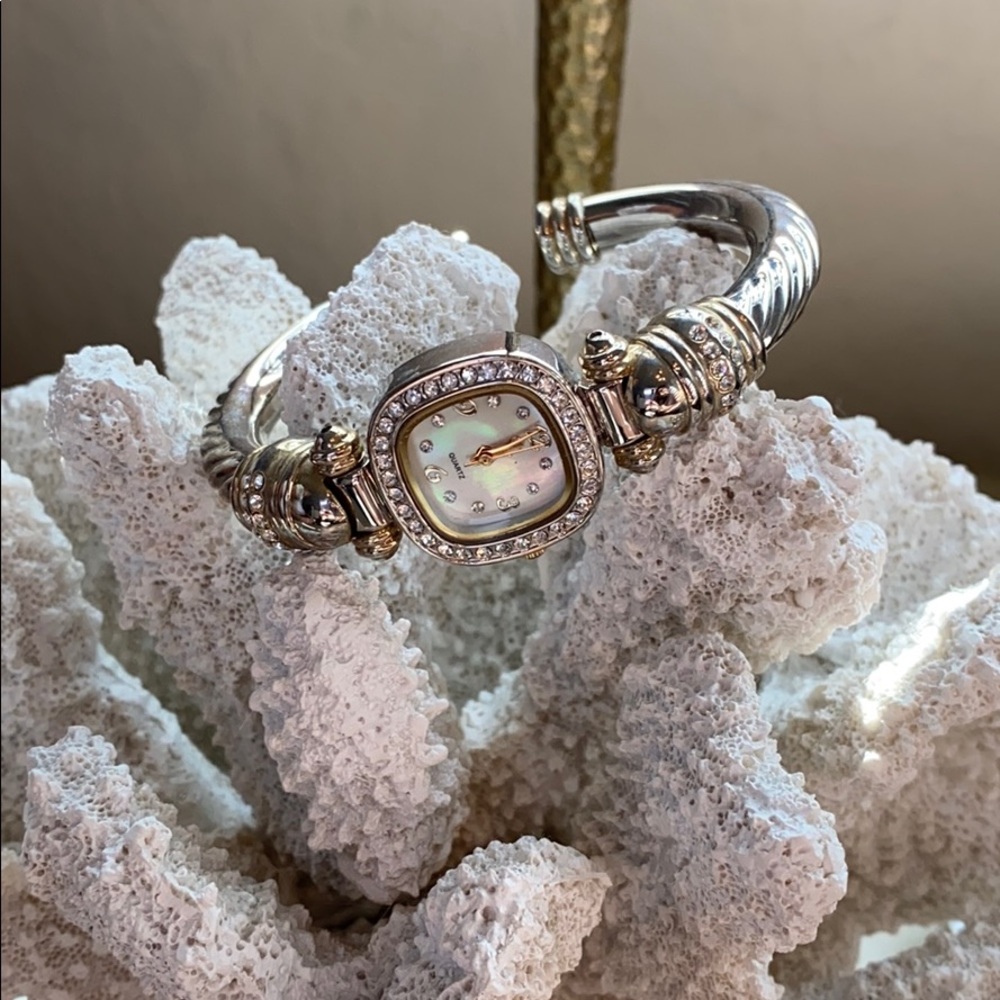 Silver watch with diamonds